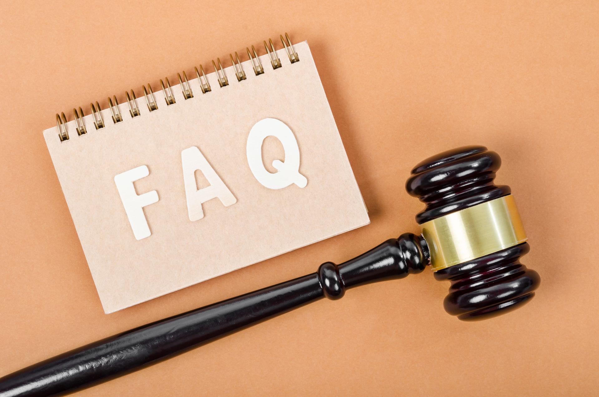 Frequently Asked Questions with judge hammer.